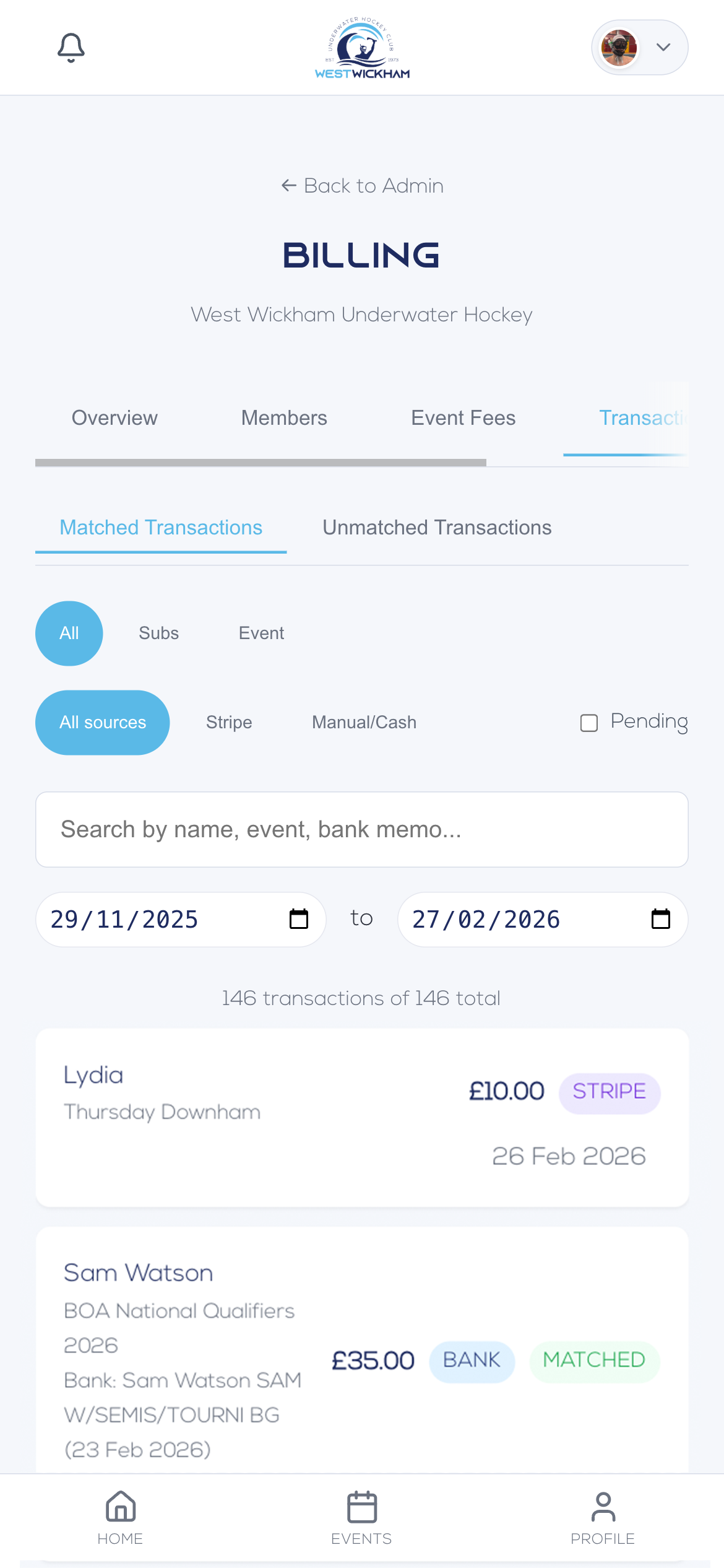 Billing Transactions